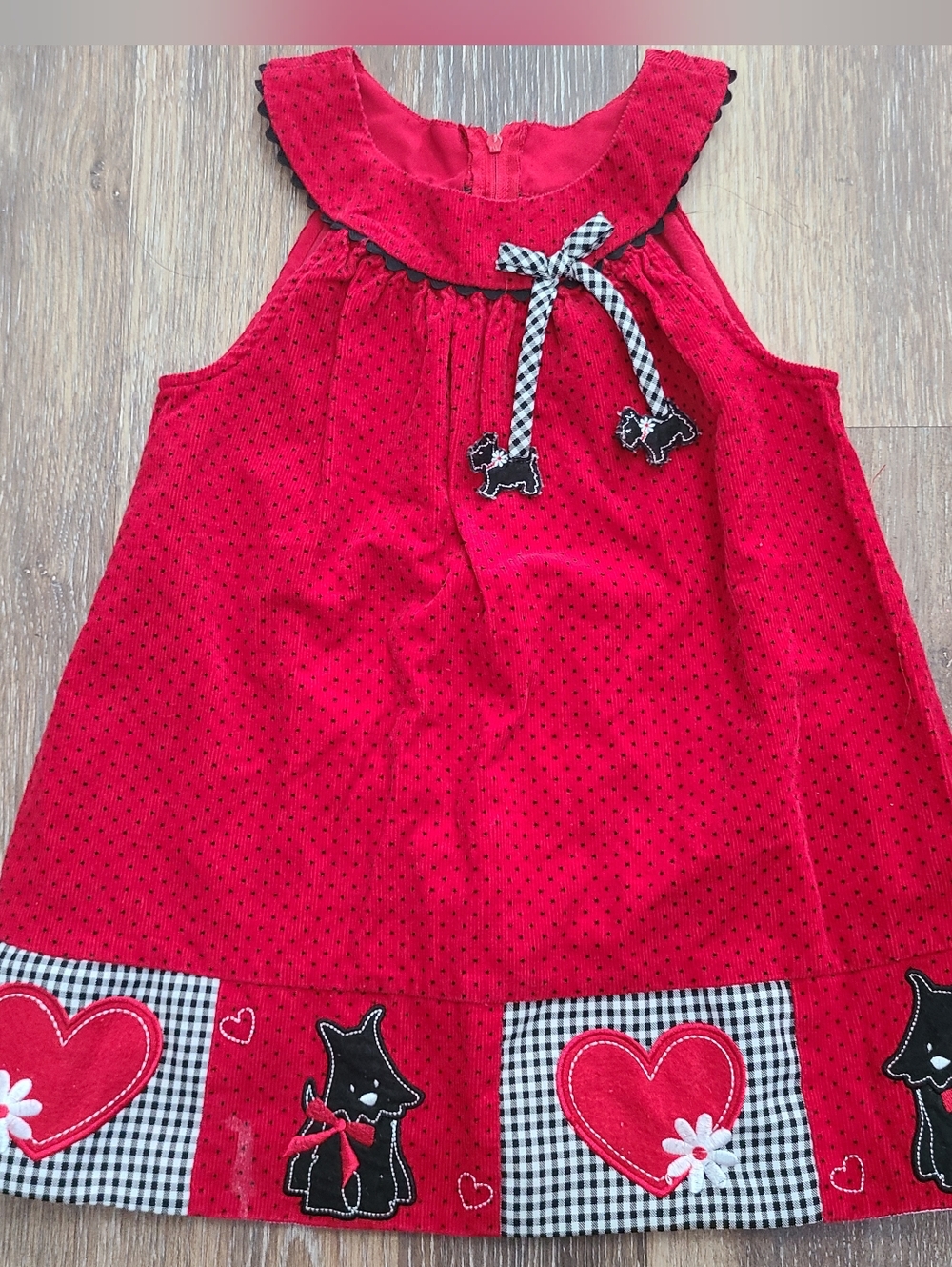 Rare Editions red corduroy Scottie Dog Jumper Dress Girls Size 4T